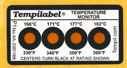 Tempilabel® Series 4 dán trên thiết bị theo dõi nhiệt độ theo tiêu chuẩn EN 1011-2